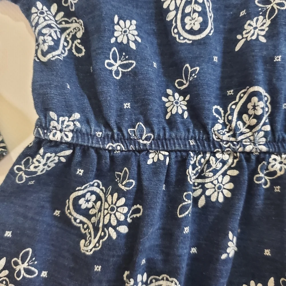 K1408 * Gymboree Girls Floral Paisley Print Dress Indigo Blue Size 3T